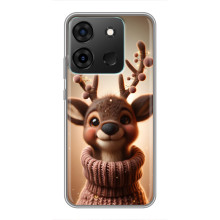 Яркий чехол для Infinix Smart 7 с Зимними Оленятами – Олень в свитере