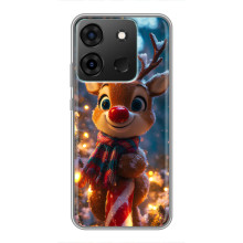 Яркий чехол для Infinix Smart 7 с Зимними Оленятами – Олень в шарфе