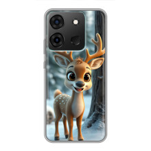 Яркий чехол для Infinix Smart 7 с Зимними Оленятами – Оленёнок в лесу
