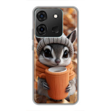 Печатный чехол «Зверята с кофе» для Infinix Smart 7