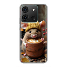 Печатный чехол «Зверята с кофе» для Infinix Smart 7 – Медведь с кофе