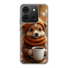 Печатный чехол «Зверята с кофе» для Infinix Smart 7 – Песик с кофе