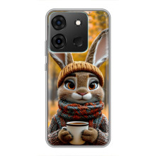 Печатный чехол «Зверята с кофе» для Infinix Smart 7 – Зайчик с кофе