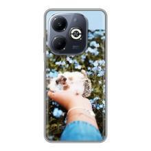 Чехлы с изображением разных животных для Infinix Smart 8 Plus (Ежик на руках)