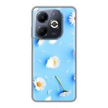 Чехол с Цветами для Infinix Smart 8 Plus (ромашки на голубом)