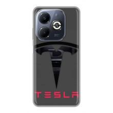 Силиконовый бампер с картинкой машины на Infinix Smart 8 Plus (Logo TESLA)