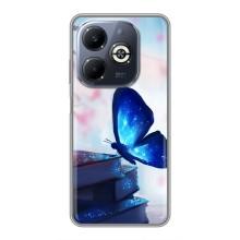 Силиконовый бампер с картинкой животных для Infinix Smart 8 Plus (Бабочка синяя)