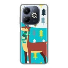 Силиконовый бампер с картинкой животных для Infinix Smart 8 Plus (Олень с шарфом)