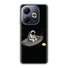 Силиконовый Чехол с принтом "Космонавты" на Infinix Smart 8 Plus – Космонавт на рыбалке