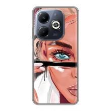 Силиконовый Чехол на Infinix Smart 8 Plus с картинкой Стильных Девушек – Девушка и ресницы