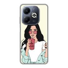 Силиконовый Чехол на Infinix Smart 8 Plus с картинкой Стильных Девушек – С напитком