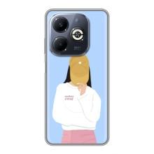 Силиконовый Чехол на Infinix Smart 8 Plus с картинкой Стильных Девушек – Желтая кепка