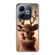 Яскравий чохол для Infinix Smart 8 Plus з Зимові Оленята – Олень в светрі