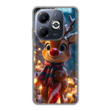 Яскравий чохол для Infinix Smart 8 Plus з Зимові Оленята – Олень з шарфом