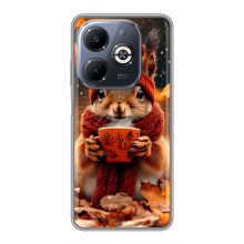 Печатный чехол «Зверята с кофе» для Infinix Smart 8 Plus – Белка с кофе