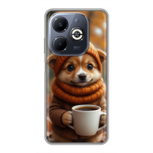 Печатный чехол «Зверята с кофе» для Infinix Smart 8 Plus – Песик с кофе