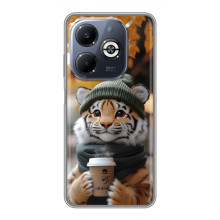 Печатный чехол «Зверята с кофе» для Infinix Smart 8 Plus – Тигр с кофе