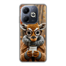 Печатный чехол «Зверята с кофе» для Infinix Smart 8 Plus – Жираф с кофе