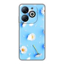 Чехол с Цветами для Infinix Smart 8 (ромашки на голубом)