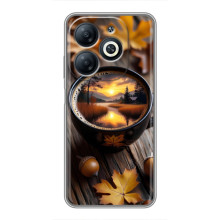 Чехол с уникальным дизайном «Осень с кофе» для Infinix Smart 8 – Тёмный кофе