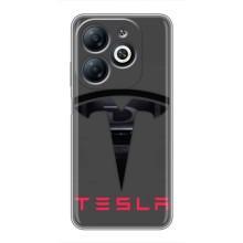 Силиконовый бампер с картинкой машины на Infinix Smart 8 (Logo TESLA)