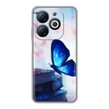 Силиконовый бампер с картинкой животных для Infinix Smart 8 (Бабочка синяя)