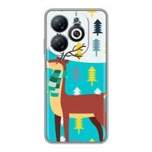Силиконовый бампер с картинкой животных для Infinix Smart 8 (Олень с шарфом)