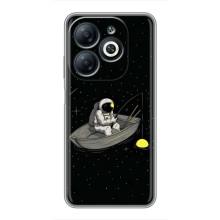 Силиконовый Чехол с принтом "Космонавты" на Infinix Smart 8 – Космонавт на рыбалке