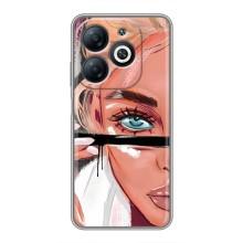 Силиконовый Чехол на Infinix Smart 8 с картинкой Стильных Девушек – Девушка и ресницы