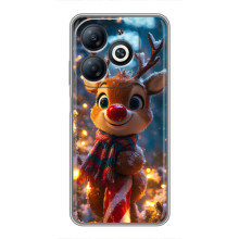 Яркий чехол для Infinix Smart 8 с Зимними Оленятами – Олень в шарфе