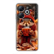 Печатный чехол «Зверята с кофе» для Infinix Smart 8 – Белка с кофе