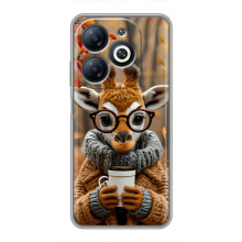 Печатный чехол «Зверята с кофе» для Infinix Smart 8 – Жираф с кофе