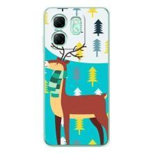 Силиконовый бампер с картинкой животных для Infinix Smart 9 (Олень с шарфом)
