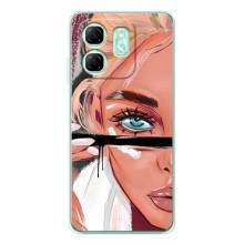 Силиконовый Чехол на Infinix Smart 9 с картинкой Стильных Девушек – Девушка и ресницы