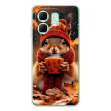 Печатный чехол «Зверята с кофе» для Infinix Smart 9 – Белка с кофе