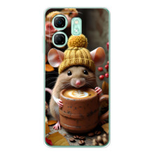 Печатный чехол «Зверята с кофе» для Infinix Smart 9 – Медведь с кофе