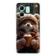 Печатный чехол «Зверята с кофе» для Infinix Smart 9 – Мишка с кофе