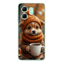 Печатный чехол «Зверята с кофе» для Infinix Smart 9 – Песик с кофе