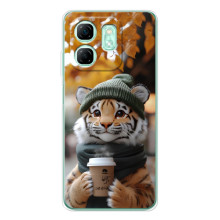 Печатный чехол «Зверята с кофе» для Infinix Smart 9 – Тигр с кофе