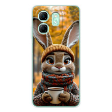 Печатный чехол «Зверята с кофе» для Infinix Smart 9 – Зайчик с кофе