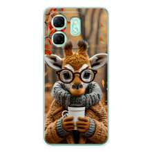 Печатный чехол «Зверята с кофе» для Infinix Smart 9 – Жираф с кофе