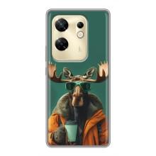 Чохол з принтом стильні тварини для Інфінікс Зеро 30 (Лось з кавою)