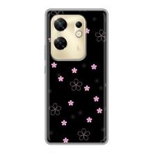 Чехол с розовым рисунком для Infinix Zero 30 – Розовые цветы на черном