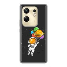 Силиконовый Чехол с принтом "Космонавты" на Infinix Zero 30 – Космонавт с шариками