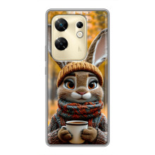 Печатный чехол «Зверята с кофе» для Infinix Zero 30 – Зайчик с кофе