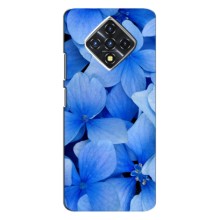 Силиконовый бампер с принтом (цветочки) на Инфиникс Зеро 8 (Синие цветы)