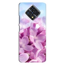 Силиконовый бампер с принтом (цветочки) на Инфиникс Зеро 8 – Сиреневые цветы
