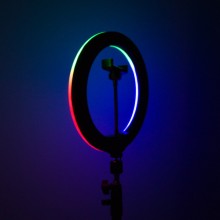 Кольцевая светодиодная LED лампа RGB Arc Ring 13" + tripod 2,1m – Черный