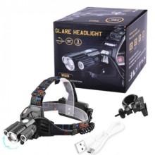 Фонарь с креплением на голову POLICE W602-T6+2XPE (4реж.) с велокр. (2х18650) – Черный