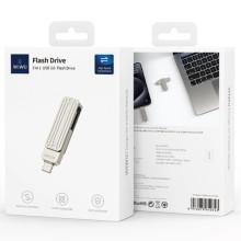 Флеш-накопичувач WIWU Wi-FD001 3in1 (USB-A/C/L) USB 3.0 — 64GB – Срібний